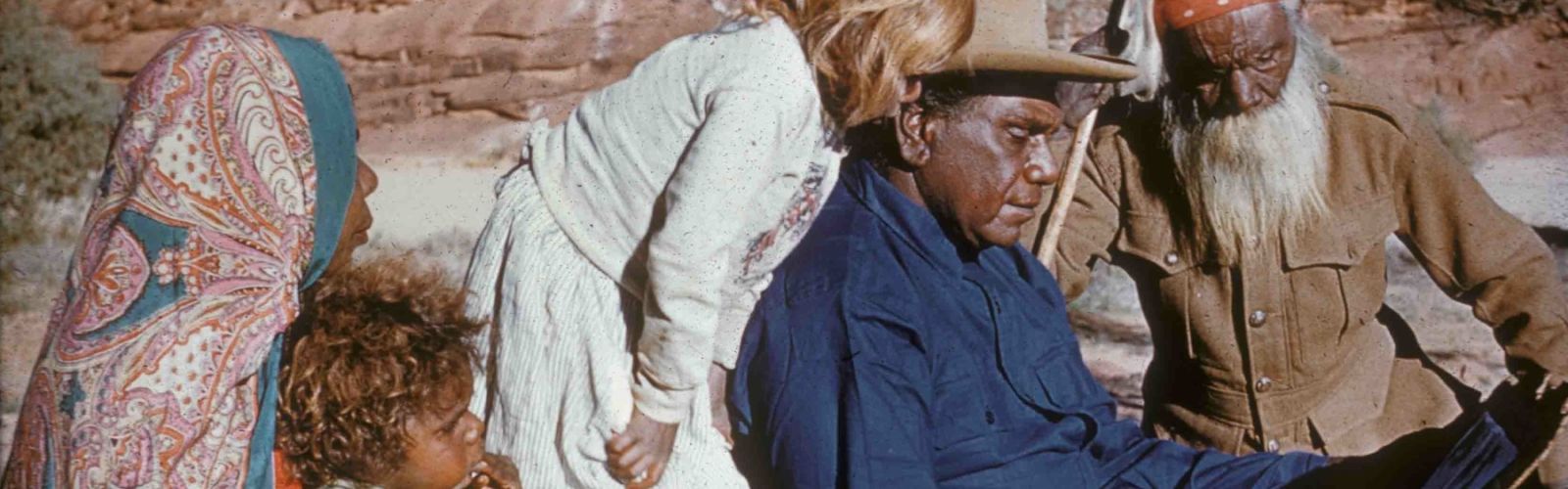 Albert Namatjira with wife Rubina grandchildren and father Jonathon image by Pastor SO Gross courtesy of Strehlow Research Centre 002