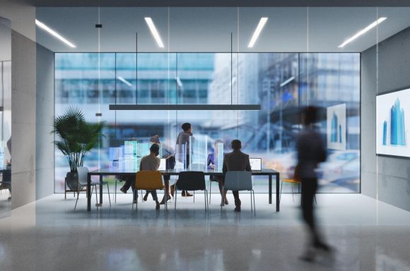 Blurry office with people