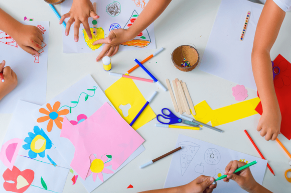 Children playing crafts
