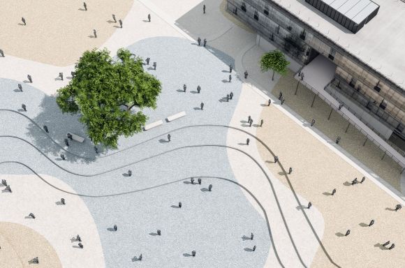 High angle view of a modern urban environment