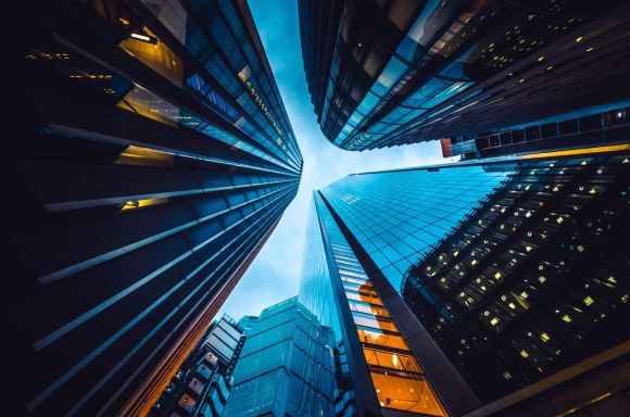 Looking up at city buildings2