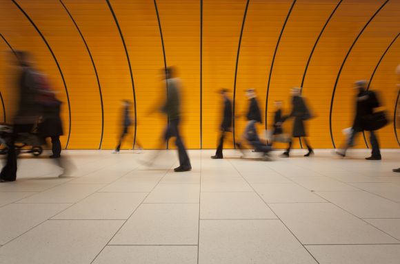 People walking in tunnel