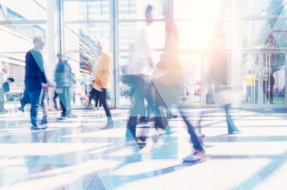 business people walking and talking in a modern company office and picture id1141500705
