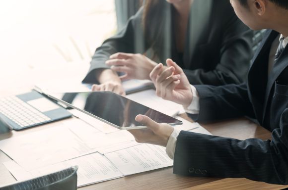 Business People Planning Strategy Analysis from financial document report