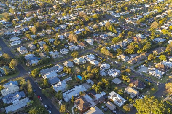 Suburban Sunset Aerial View