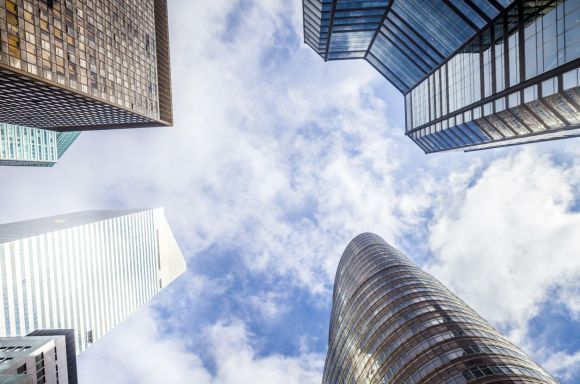 Group of skyscrapers, low angle view