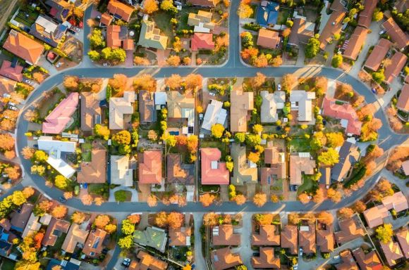 Aerial view of a typical Aussie suburb