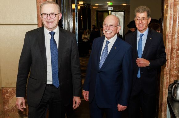 Anthony Albanese Mark Leibler and Henry Lanzer at ABL 70th annviersary party