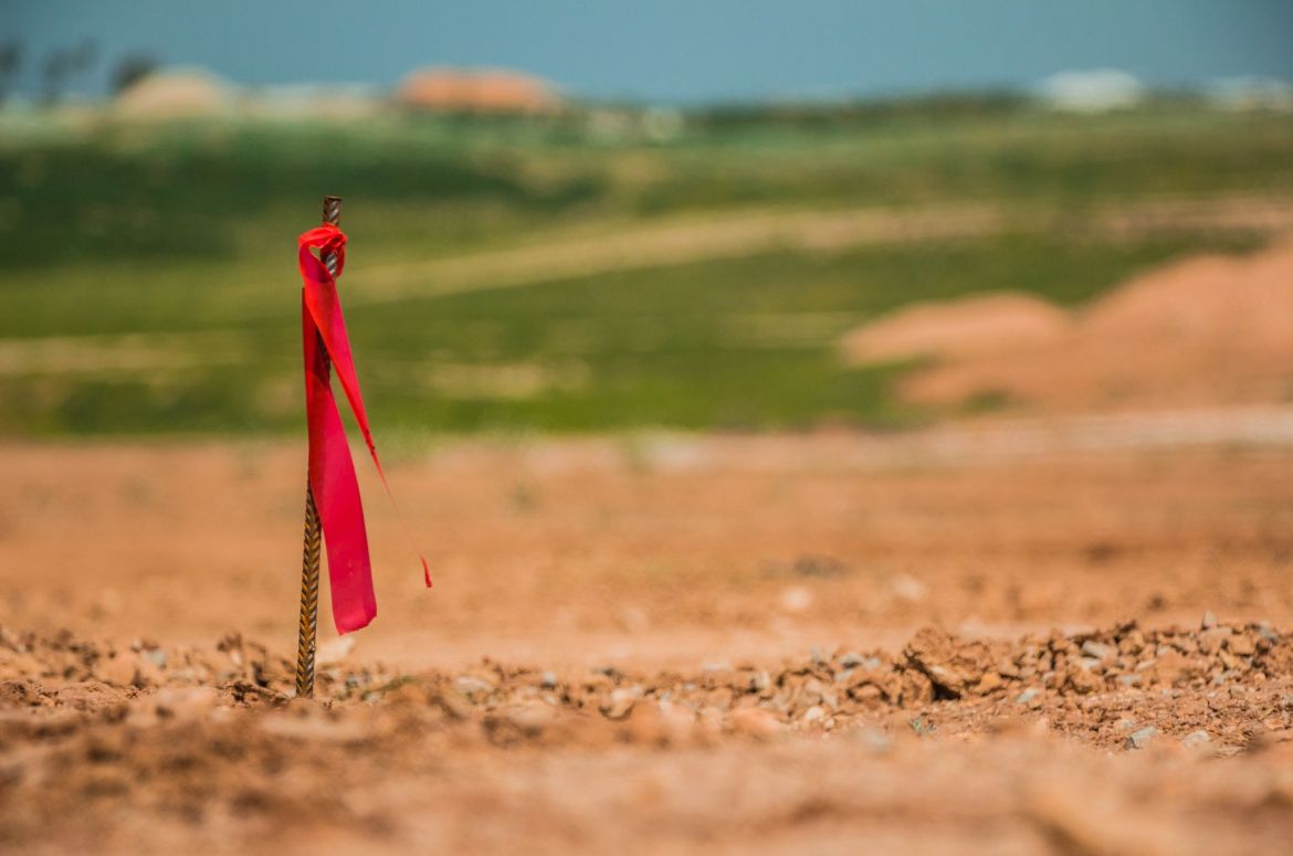 Building site with flag