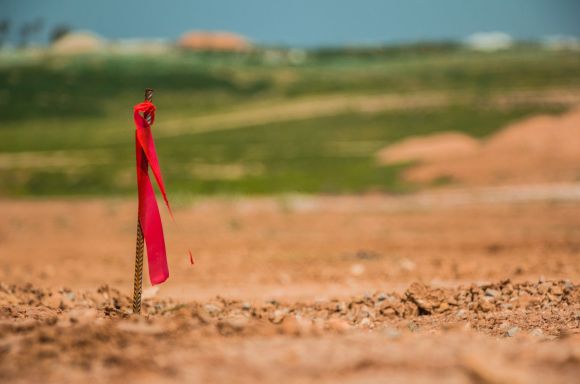 Building site with flag