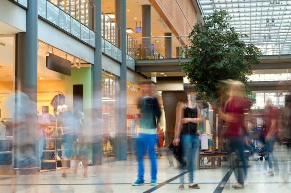 Shopping centre blurred