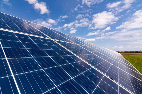 Solar panels in field