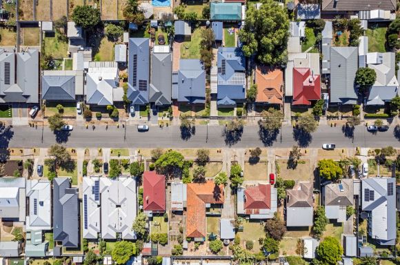 Suburban houses from above