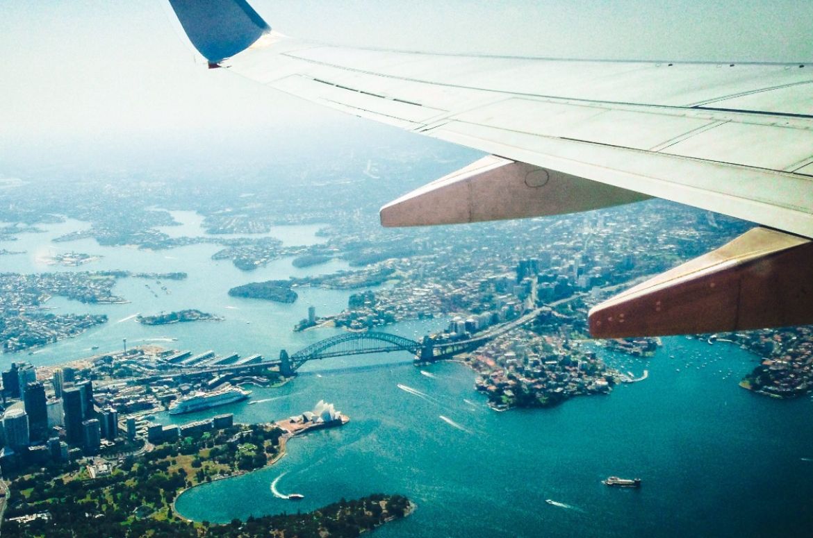 Sydney Harbour aerial picture with plane