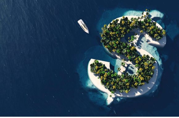 Tropical island dollar photo