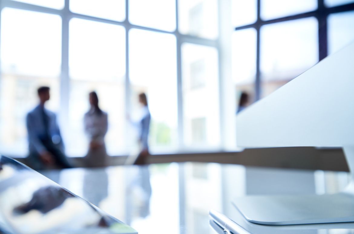 Corporate colleagues blurred