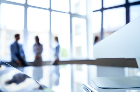Corporate colleagues blurred