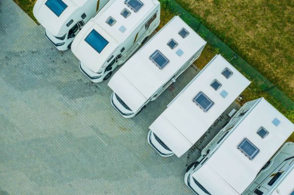 caravans aerial shot