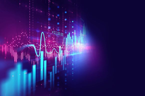 Technical financial graph on technology abstract