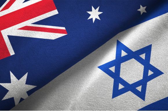 israel and australia two flags together relations textile cloth picture