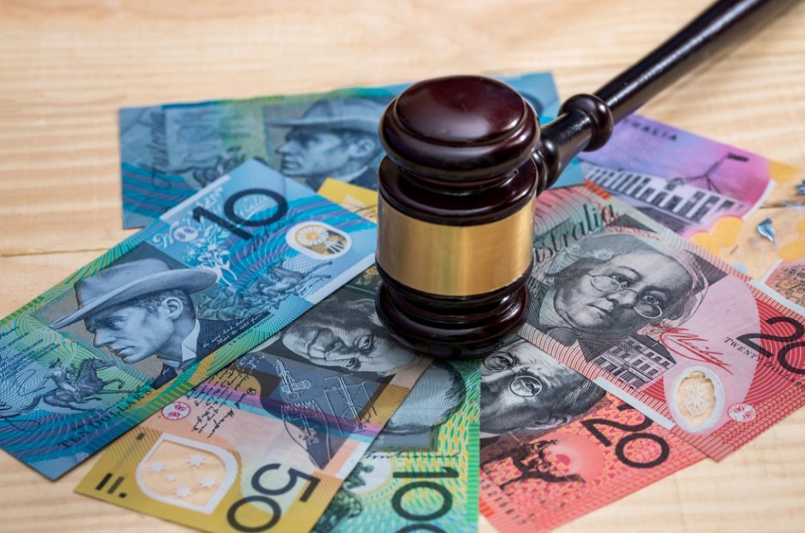 judges gavel on australian dollar banknotes closeup picture id1002852952