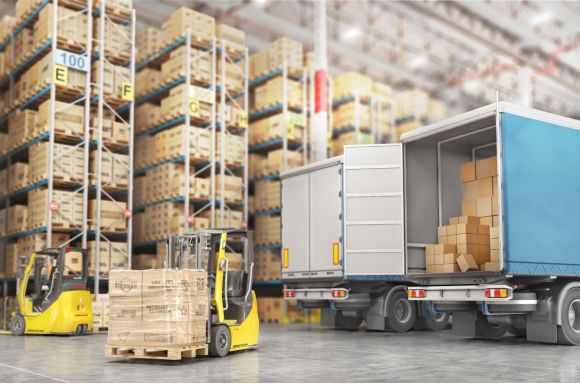 transport for delivery on a warehouse background 3d illustration picture id1002113164 1